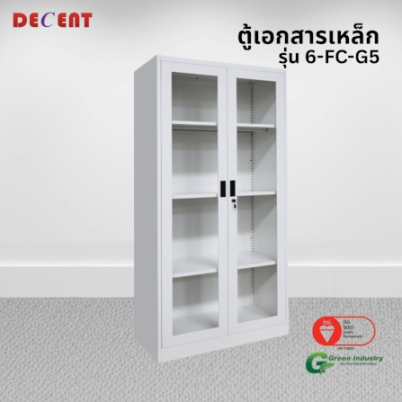 ตู้เอกสารเหล็กบานเปิด-กระจก DECENT รุ่น FC-G5 สีขาว_3